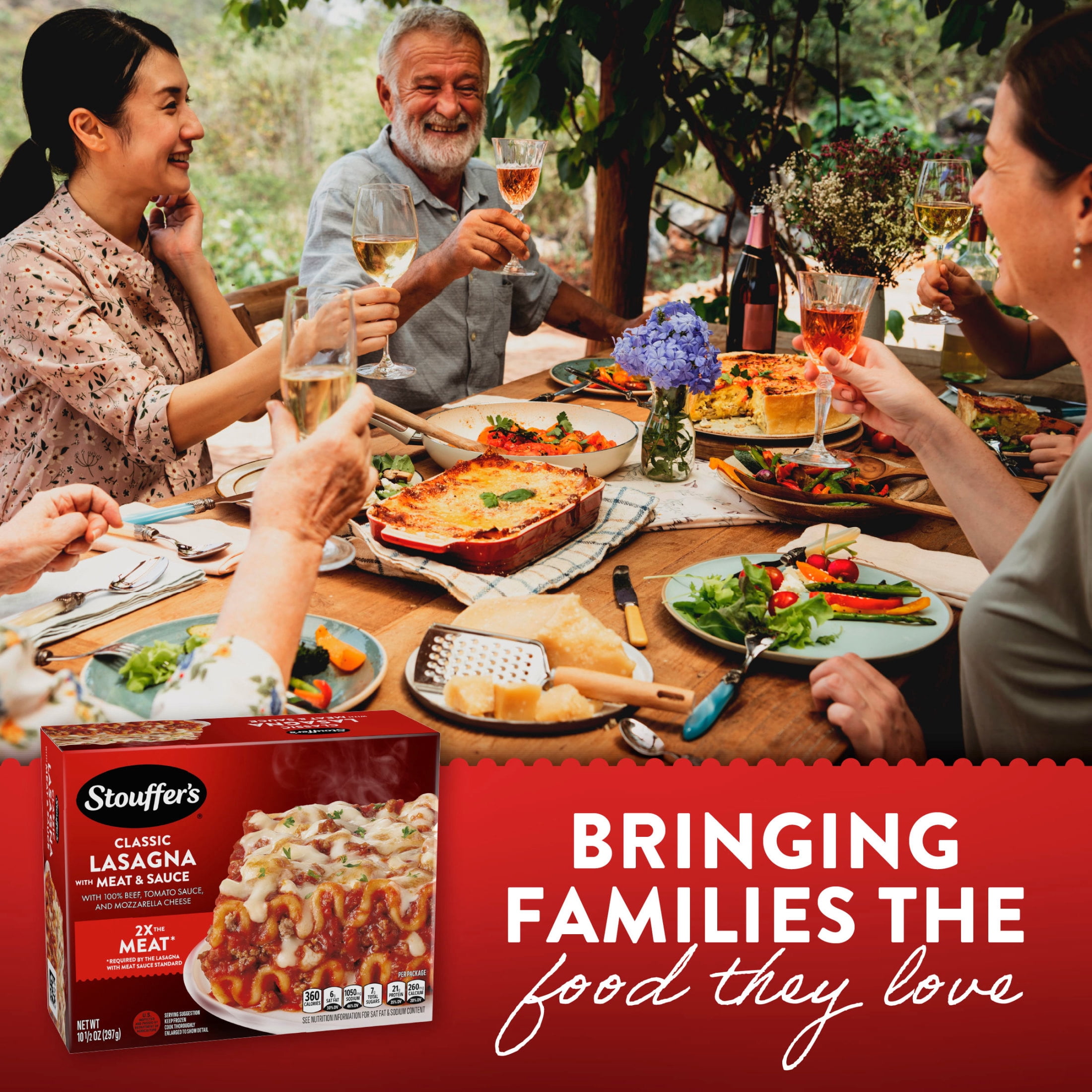 Stouffer's Lasagna with Meat & Sauce, Single Serve, Frozen Entrees for One, Ready to Cook Easy Dinners, Protein Frozen Meals 10.5 oz