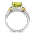 thumbnail image 2 of White Sterling Silver Ring Band Gemstone Lemon Quartz Octagon Emerald, 2 of 4