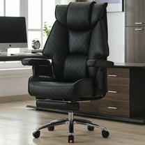 Big and Tall Office Chair with Footrest, PU Leather High Back Executive Office Chair 400lbs, Ergonomic Computer Chairs Lumbar Support for Heavy People (All Black)