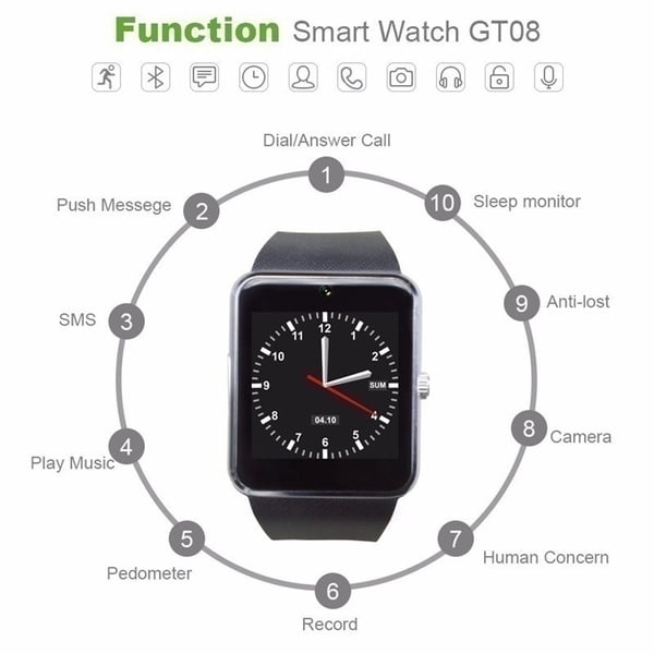 Gt08 smart watch features deals