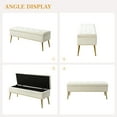 thumbnail image 3 of 45" Storage Bench, Tina's Home Upholstered Button Tufted Entryway Ottoman Metal Leg Bedroom Ivory, 3 of 7