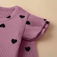 thumbnail image 6 of Fesfesfes Girls Casual Ribbed Long Sleeve Romper Set Heart Print 3 Piece Outfit Playwear Soft Everyday, 6 of 7