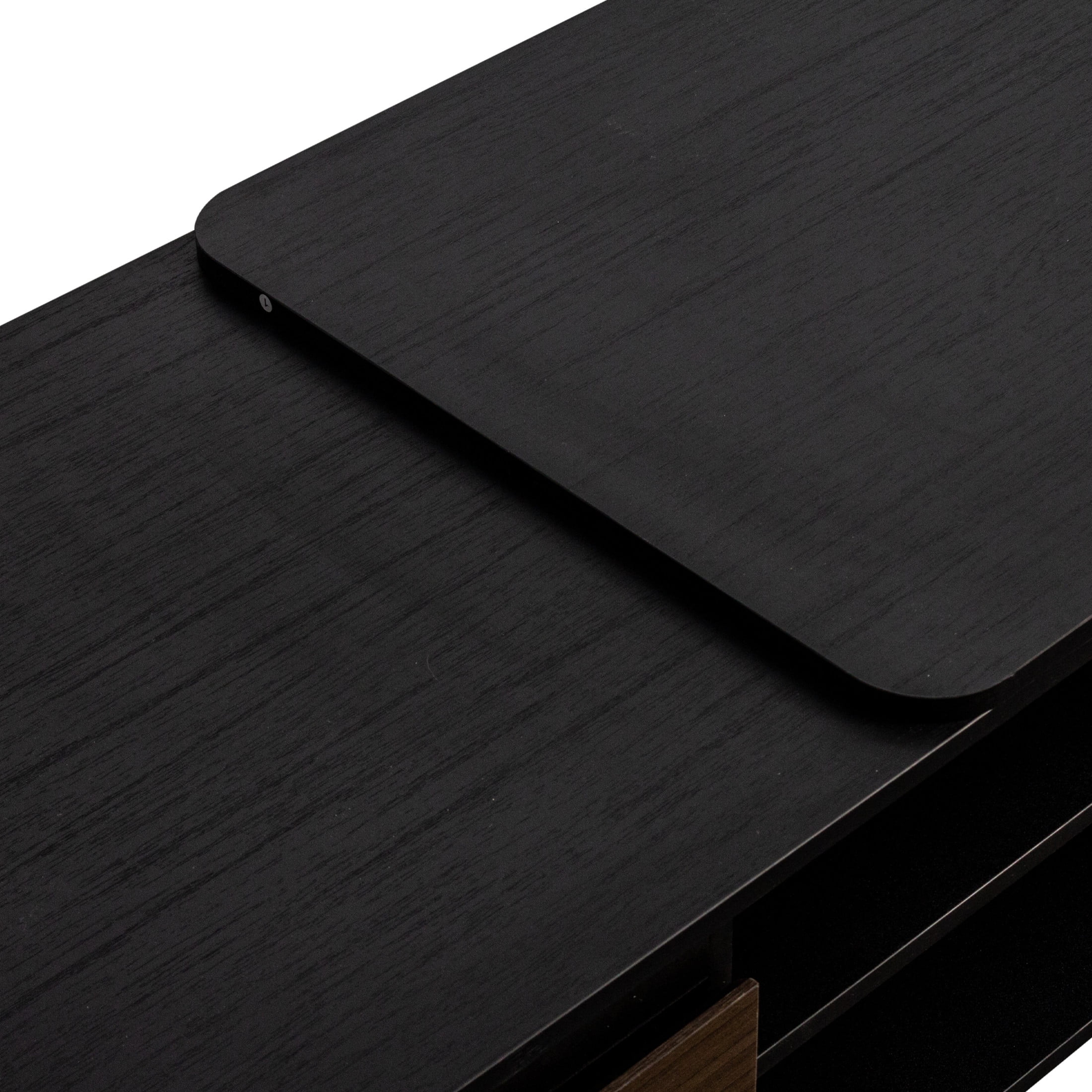 Noble House Kael 47.2" Extendable Coffee Table, Adjustable Length, Storage Drawers, Wooden Center Tea Table, Walnut
