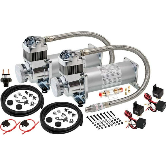 Vixen Horns Heavy Duty Dual Onboard Air Compressors 200 PSI. Universal Replacement for Truck/Car Train Horn/Suspension/Ride/Bag kit/System. Fits All 12v Vehicles like Semi/Pickup/Jeep VXC8301PRODP