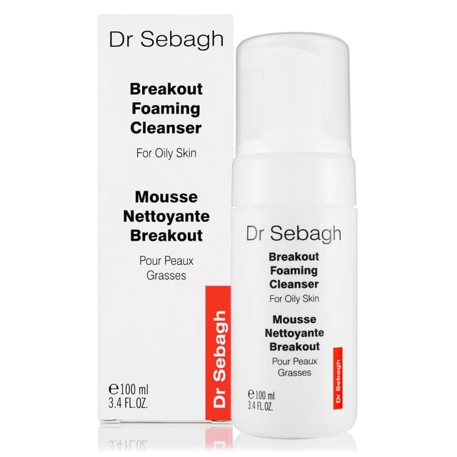 Dr Sebagh - Limpiador espumoso Breakout - Elimina imperfecciones y brotes Purifica la piel Reduce la irritación Controla el aceite Elimina el maquillaje Caja incluida (3.38 fl oz)