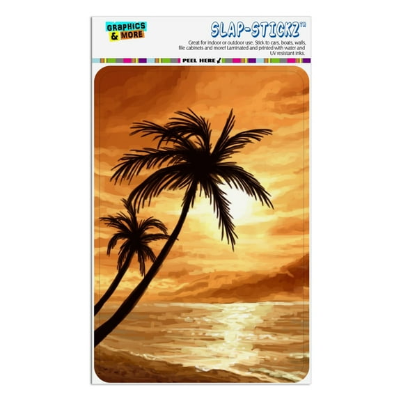 Sunset on Tropical Beach with Palm Trees Hawaii Orange Home Business Office Sign