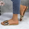 thumbnail image 3 of GJPBGK Women's Flat Slide Sandals Open Toe One-Band Summer Slip-On Shoes for Beach, Travel & Casual Outfits, 3 of 6