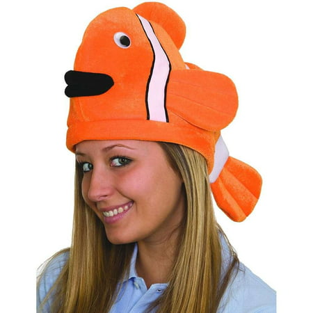 Plush Novelty Clown Fish Ocean Animal Hat Tropical Orange Costume