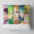 thumbnail image 2 of Designart Beautiful Women Face Collage - Abstract Portrait Throw Pillow - 16x16, 2 of 5