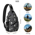 thumbnail image 5 of Sling Backpack,Halloween Spider Web and Skulls Pattern Sling Bag with Water Bottle Holder,Waterproof Sling Bag for Men/Women with Headphone Jack for Hiking,Travel, 5 of 6
