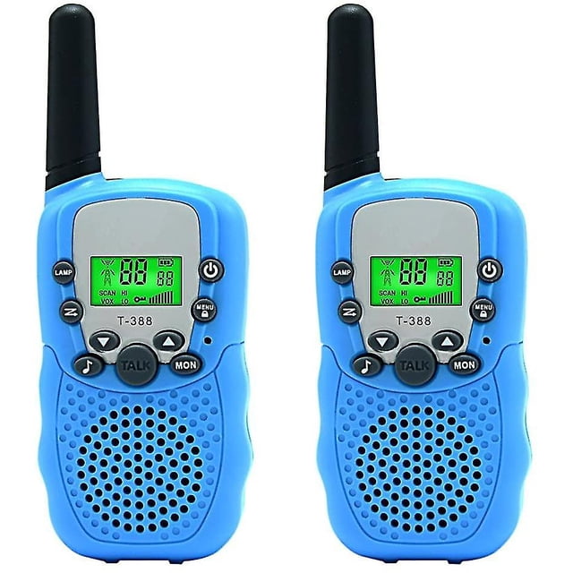 Walkie talkie azul para niños de 2 piezas, juguete de radio de dos vías, rango de 3 millas cai1561