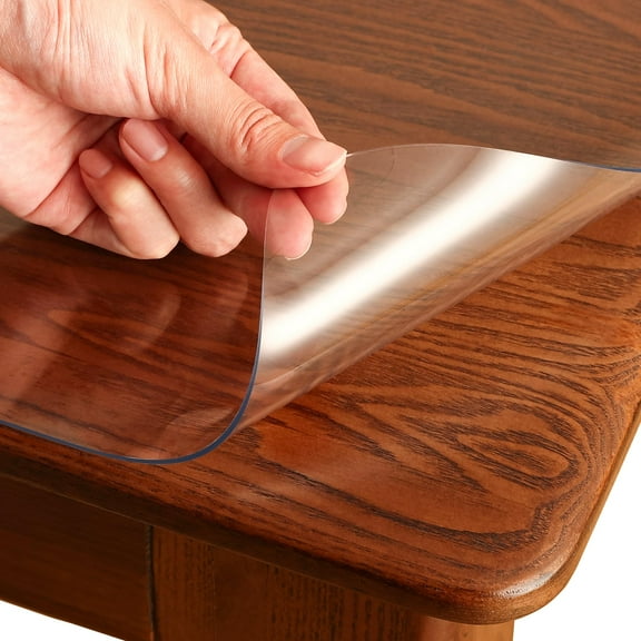 Plastic Table Cover 36 x 60 Inches Rectangle, 1.5mm Thick Table Protector, Waterproof Anti Scratch Desk Mat for Dining Table Office Desktop Dresser Nightstand TV Stand, (196 characters)