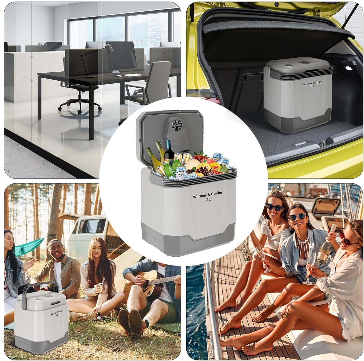 Riedhoff Car Refrigerator, Cooler & Warmer 35 Quart/33 L, 12V/110V AC Plug in, Gray