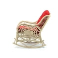 thumbnail image 4 of Malibu Rocking Chair ECO Natural Rattan Wicker Handmade Design with Red Cushion, Natural color, 4 of 5