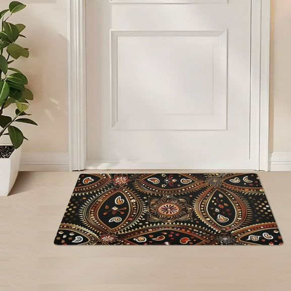 ALAZA Bohemian Mandala Paisley Flower Door Mat Outdoor Indoor Entrance Low Profile Floor Rugs 32"x20"