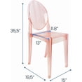 thumbnail image 3 of Pink Ghost Chairs Set of 4, Acrylic Clear Dining Chairs with Oval Back, Modern Transparent Plastic Ghost Chair for Dining Room, Living Room, Event, Party, Wedding, Stackable Armless Accent Chairs, 3 of 9
