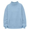 thumbnail image 3 of TZZQ Women Mock Neck Pet Pouch Hoodie Sweatshirt with Cat Carrier Pouch Pullover Long Sleeve Cat Carrier Hoodie with Cat Pouch Loose Fit Comfy Basic Lounge Going Out Fall Sweatshirt Light Blue L, 3 of 5