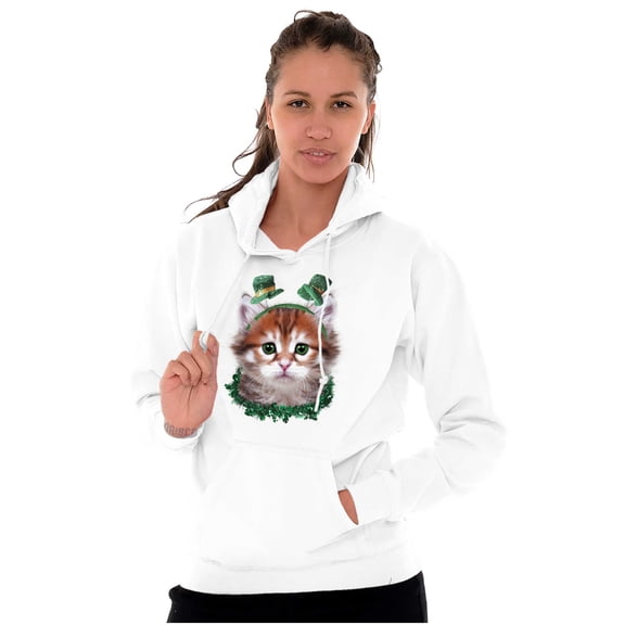 Irish Cat Lover St Patricks Day Hoodie Sweatshirt Women Brisco Brands M