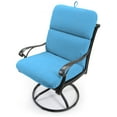 thumbnail image 4 of Jordan Manufacturing 45" x 22" Celosia Ice Blue Crosshatch Rectangular Outdoor Chair Cushion with Ties and Hanger Loop, 4 of 13
