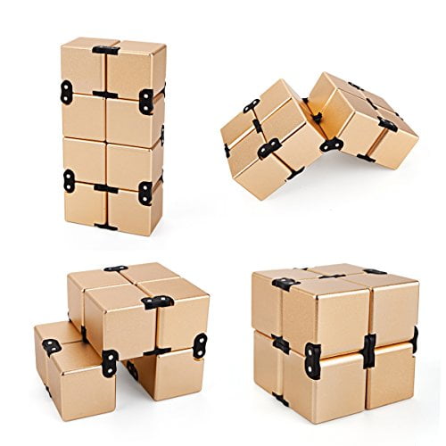 Olefun Infinity Cube Fidget Cube For Stress And Anxiety Relief Adhdaluminium Alloygolden Walmart Com Walmart Com