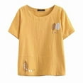 thumbnail image 5 of Bovemsi Short Sleeved T Shirt for Women In Summer 2025 Large Size Loose Fit Belly Covering Slimming and Versatile Top, Yellow Women's Summer Short Sleeve T-Shirts, 4XL, 5 of 9