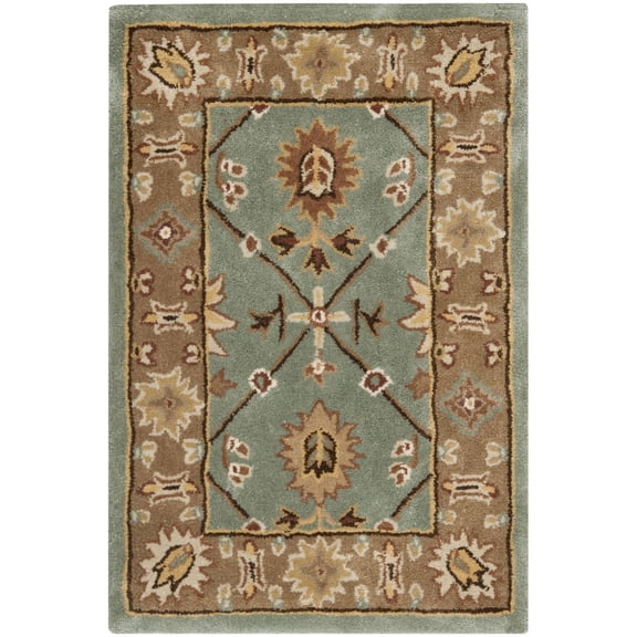 SAFAVIEH Total Performance Saxon Floral Bordered Area Rug, Blue/Taupe, 2' x 3'