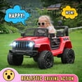 thumbnail image 3 of Funcid 12V 7AH Kids Powered Ride on Truck Car with Parent Remote Control, Bluetooth Music, Spring Suspension, LED Lights - Red, 3 of 10