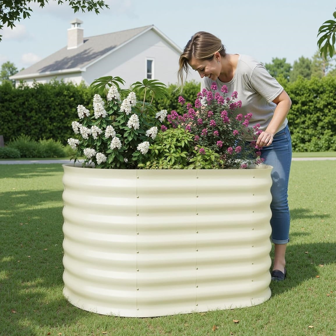 WildBreak Raised Garden Bed, Galvanized Planter Box, 4 x 2 x 2 ft, Beige
