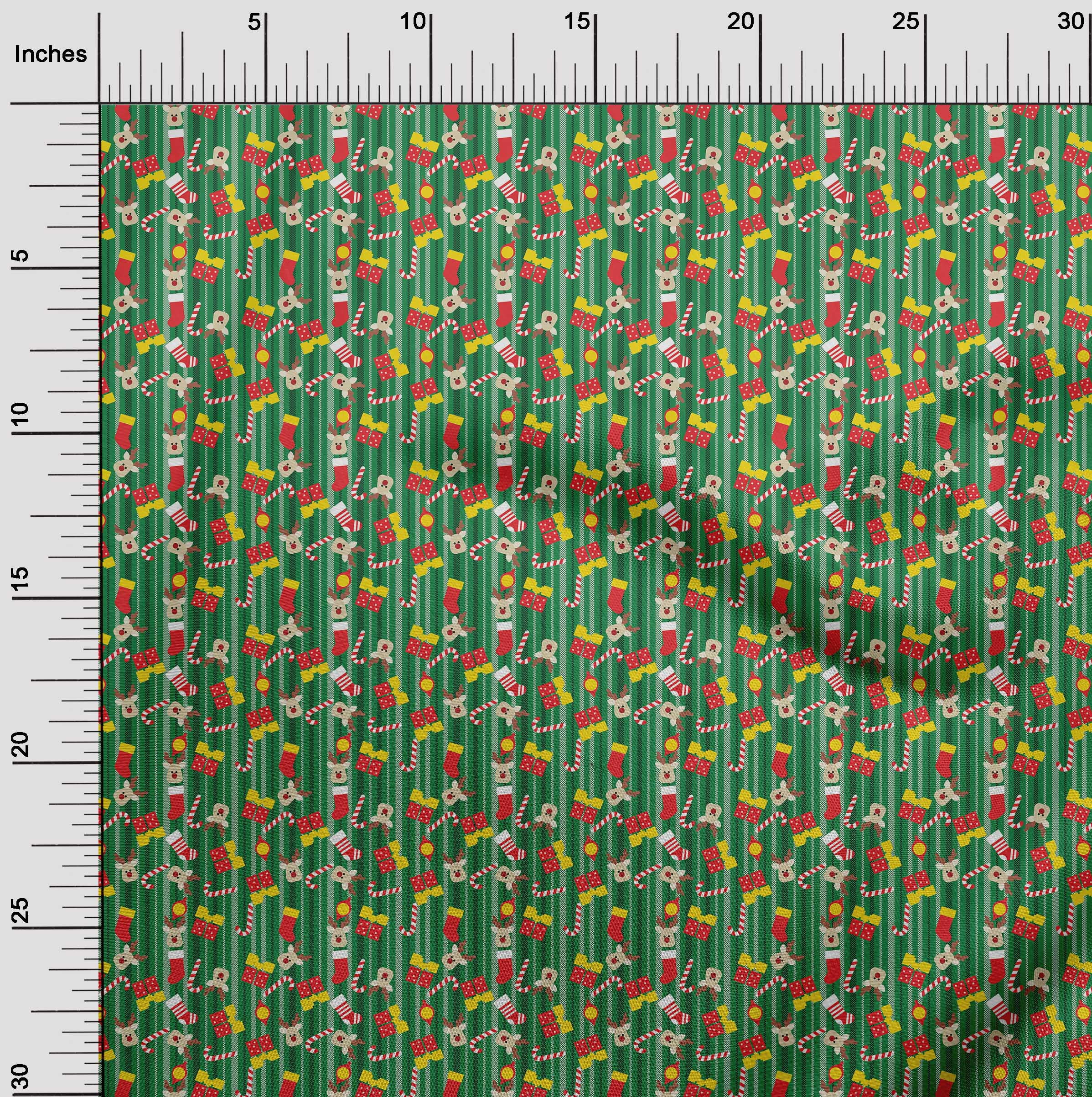 oneOone Polyester Spandex Green Fabric Merry Christmas Sewing Material Print Fabric By The Yard 56 Inch Wide-PE6