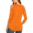 thumbnail image 2 of JYLFC Womens Cold Shoulder Criss Cross V Neck T-shirts 3/4 Sleeve Tops, Orange L, 2 of 3