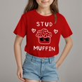 thumbnail image 2 of Tkrady Toddler Girls Valentine's Day New Heart Graphic Short Sleeve Crewneck T Shirts Tops Fun Letter Print Tee Clothes, Sizes 1-14 Years, 2 of 5