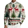 thumbnail image 6 of Stamzod Christmas Sweaters for Men Reindeer Printed Crewneck Oversized Sweater Holiday Party Casual Long Sleeve Pullover Tops Khaki Q XXL, 6 of 6