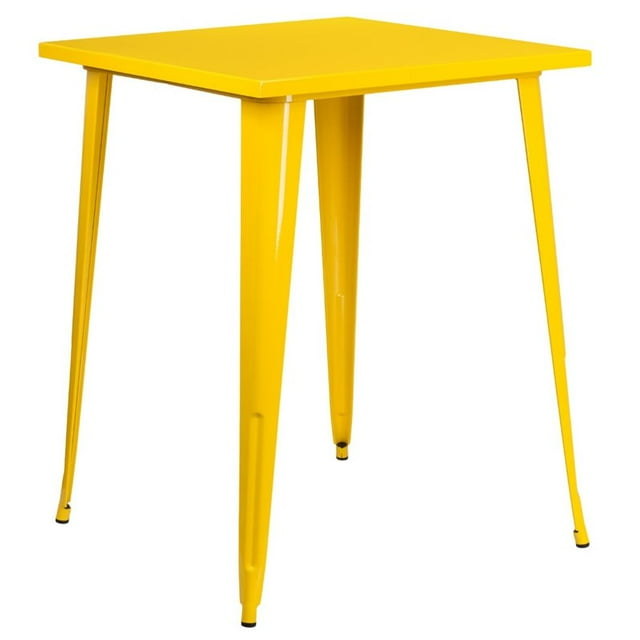 Bowery Hill 31.5" Square Metal Dining Table in Yellow