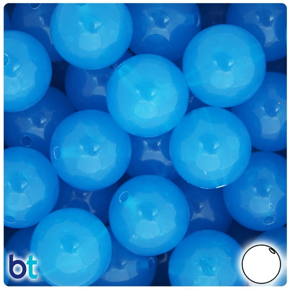 BeadTin Turquoise Translucent 20mm Round Plastic Beads (10pcs)