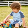 thumbnail image 6 of Toddler Short Sleeve Shirts and Shorts Set Summer Outfit for Boys Girls Casual 2 Piece Outfits Color Block Design, 6 of 7