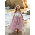 thumbnail image 3 of 2Bunnies Girls' 3T-8Y 3D Flower Petal Tie-Back Bow Maxi Flower Girl Dress, 3 of 4