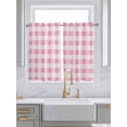 thumbnail image 2 of Kitchen Curtains 54 Inches length, Pink Checkered Window Treatment Curtain Drapes, Pink White Buffalo Plaid Thermal Insulated Drapes for Basement Hotel RV, 42"x54", 2 Panels, 2 of 7