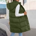 thumbnail image 6 of Lenago Women's Coat Casual Denim Jacket, Long Sleeve Button Down Coat Winter Warm Solid Color Side Pocket Hooded Button zipper long style Jacket Coat, 6 of 7