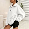 thumbnail image 7 of vdgthytj Sweatshirts for Women Long Sleeve Lapel Collar Quarter Zip Oversized Drop Shoulder Fashion Fall Athleisure Pullover Tops with Pocket(X-Large,White), 7 of 7
