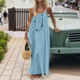 thumbnail image 7 of Fgvctg Backless Casual Dresses for Women Trendy Solid Color Spaghetti Maxi Cami Dress Loose Sleeveless Beach Long Dresses Summer Long Sundress with Back Tie Vacation Outfits Light Blue S, 7 of 7