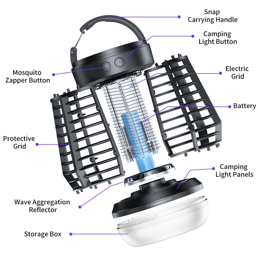 Outdoor and indoor garden courtyard bedroom travel portable USB-powered electric mosquito killer lamp