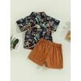 thumbnail image 4 of Genuiskids Toddler Baby Boy Western Outfits 6M 12M 18M 2T 3T 4T Kids Boy Gentleman Outfits Summer Cactus Print Short Sleeve Button Up Shirt Tops Shorts 2Pcs Infant Cowboy Clothes Set, 4 of 9