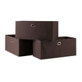 thumbnail image 2 of Folding Fabric Baskets 3-Pc Set - Torino Storage Cubes - Chocolate - Closet Organizers for Shelves, Toys, Clothes, Shoes - 23x10.2x10.2 Inches, 2 of 4