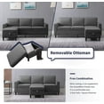 thumbnail image 3 of ZAFLY Convertible Sectional Sofa Set,3-Seat L Shape Sofa with Storage Ottoman and Armchair,Living Room Furniture Couch Set Sectional Couches Set for Living Room,Bedroom,Apartment,Dark Grey, 3 of 7