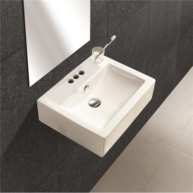 American Imaginations AI-686 20,25 in. Rectangle Mur Monter Navire Blanc pour 3H4 in. Centre de Forage