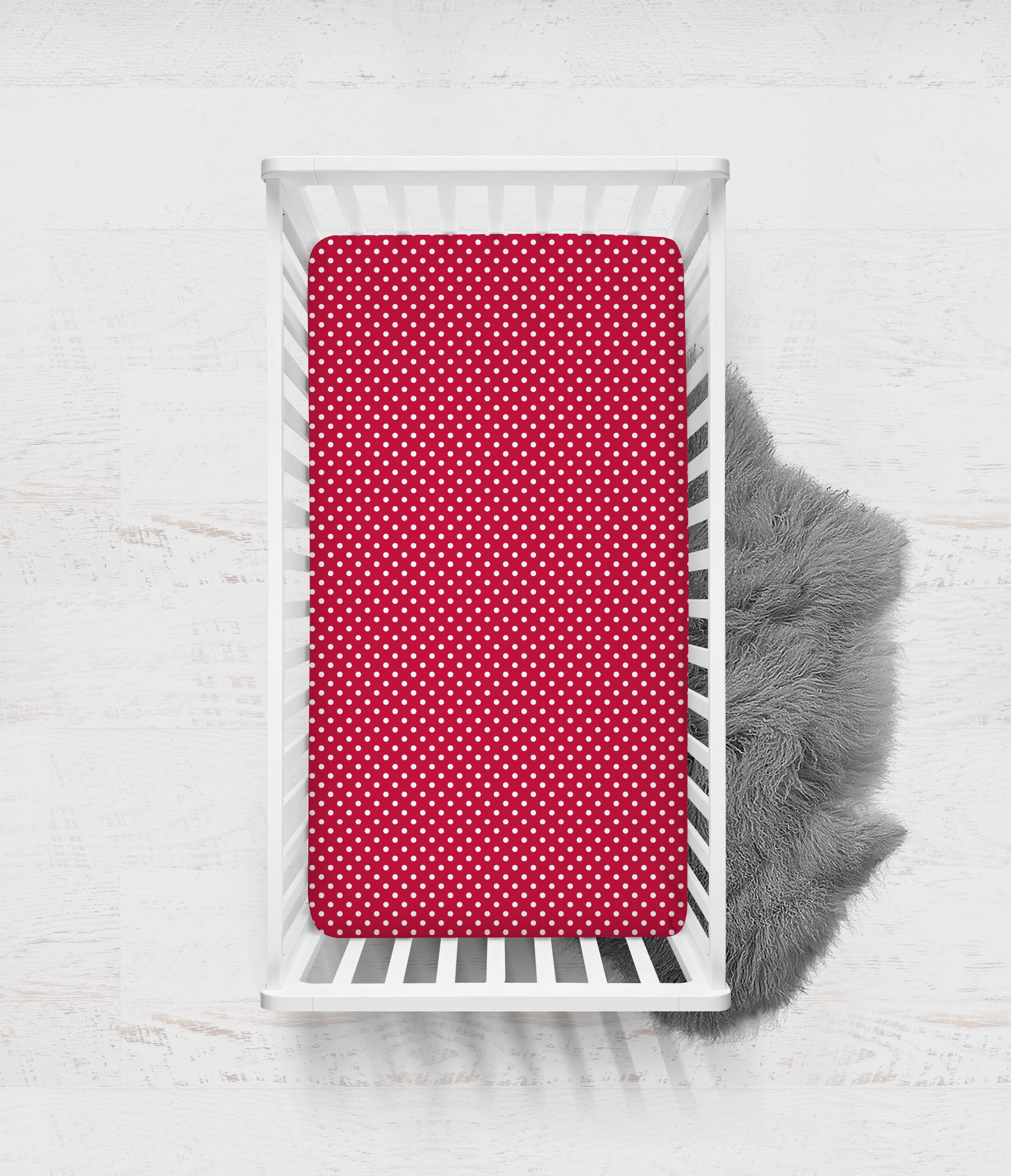 Bacati - MixNMatch Pin Dots Crib/Toddler Bed Sheets 100% Cotton Percale, Red, 2-Pack