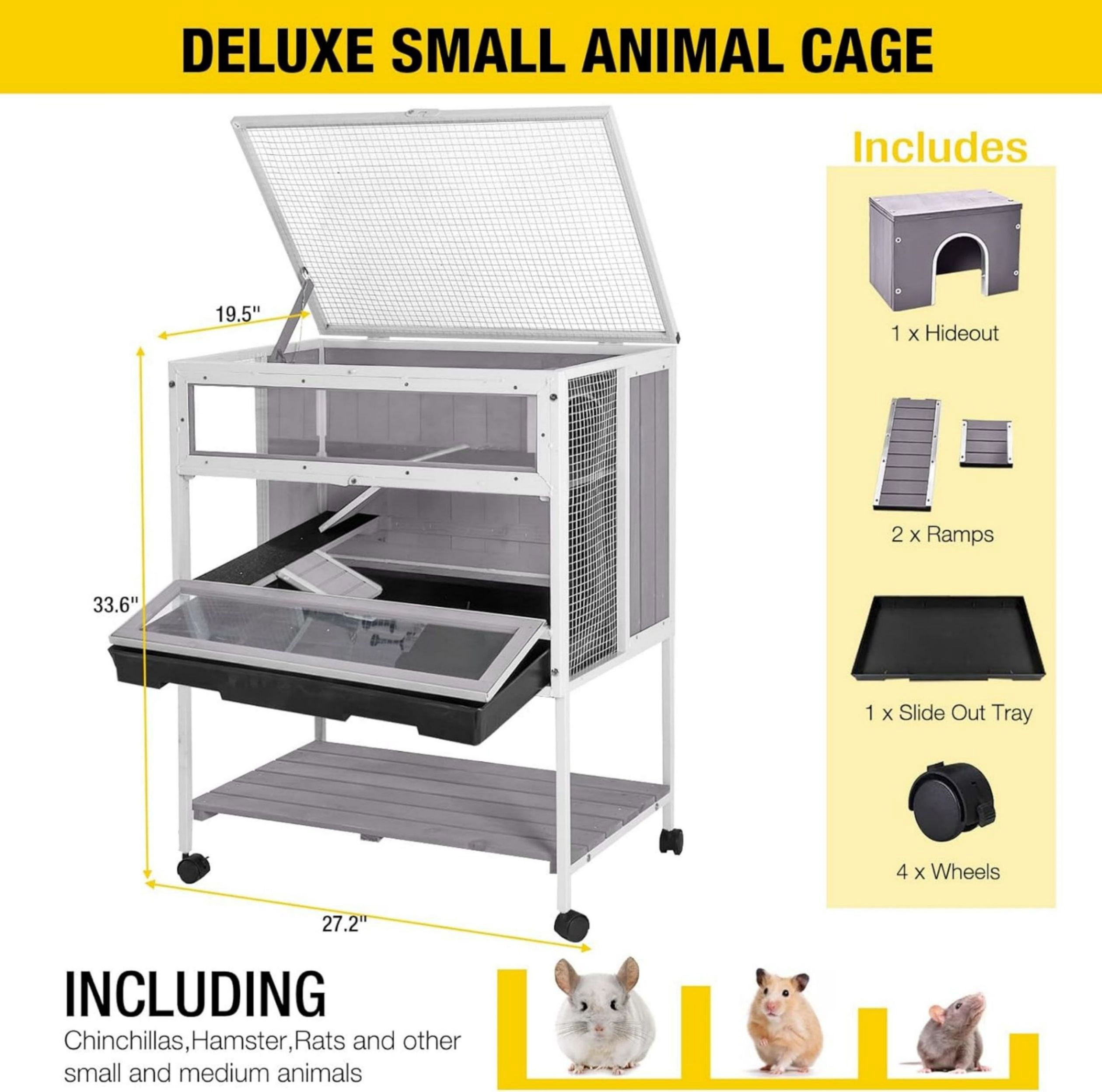 Aivituvin Hamster Cage Anti-chewing Frame Wooden Rat House Indoor Outdoor Use Small Critter Habitat