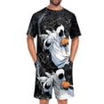 thumbnail image 3 of Hsovts Pajamas for Men Halloween Pumpkins Print Mens Pajama Set Short Sleeve Crewneck & Pajama Shorts Gray L, 3 of 8