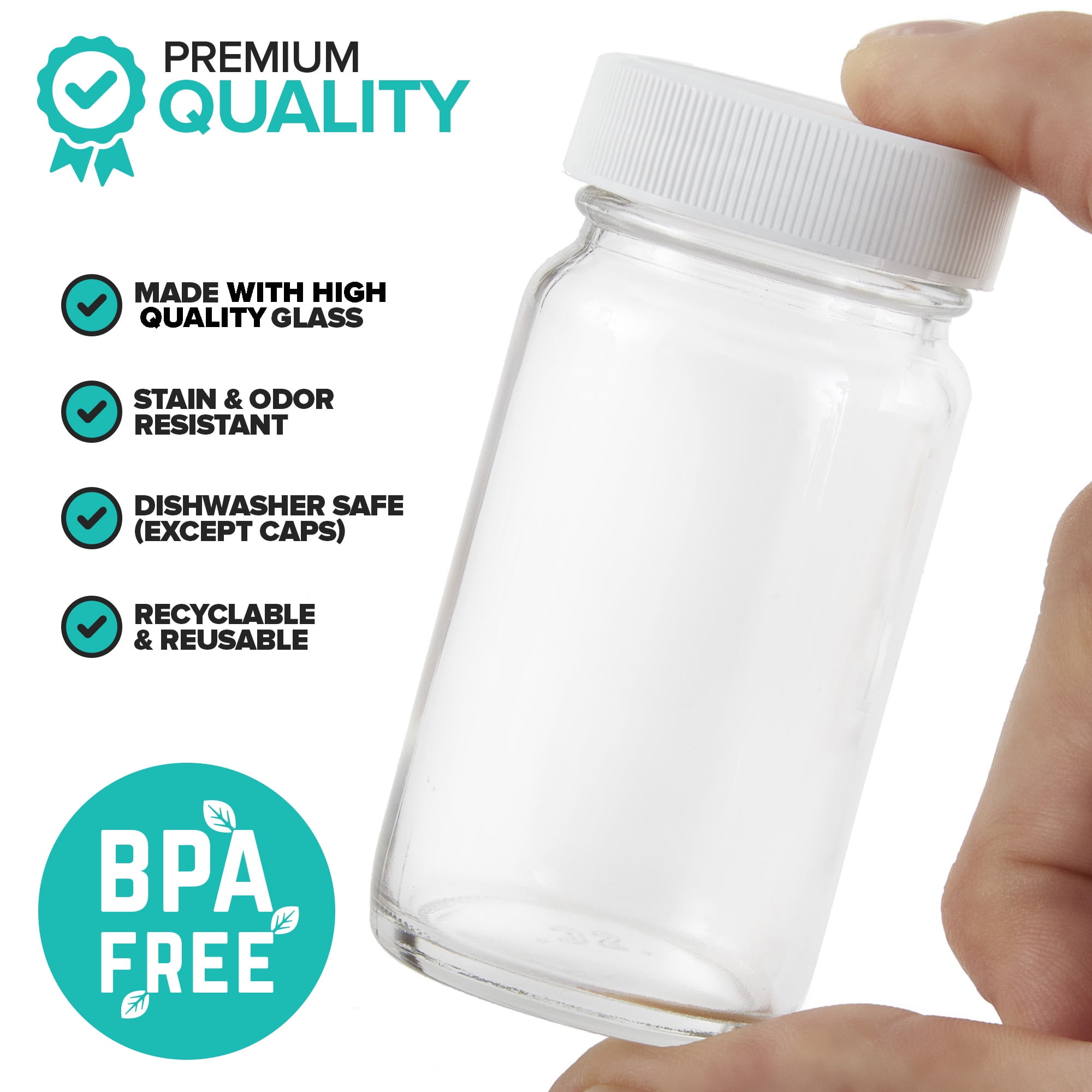 Glass Shot Bottles with Caps (16 Pack) 2 Oz Juice, Wellness, or Ginger Shots Bottle - Leak Proof, Dishwasher Safe, Mini Jars with Plastic Lids - Reusable Small Juicing Containers, Stock Your Home
