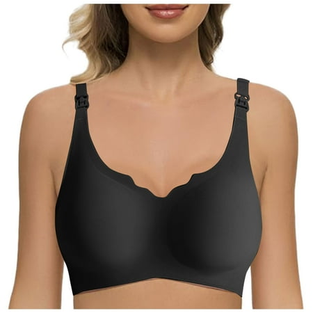 Zshosam Women s Thin Bra Without Underwire Soft Bustier Seamless Bra Without Underwire With Additional Bra Extension(Black XXL)